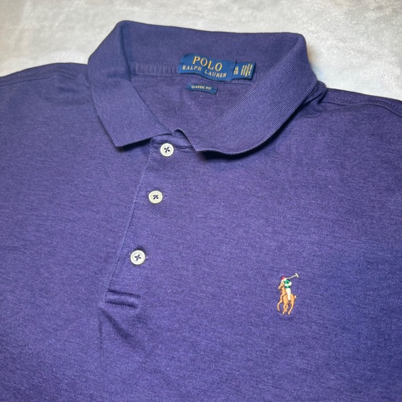 Polo Ralph Lauren Men's XL Classic Fit Purple Heather Short Sleeve Polo Shirt - Picture 2 of 8